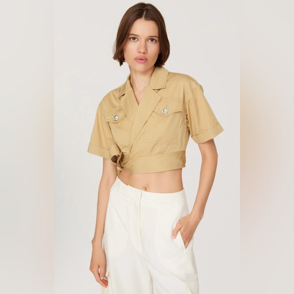 Designer Derek Lam Camel Color Wrap Front Top Sz 42 (US 8) $265 Retail